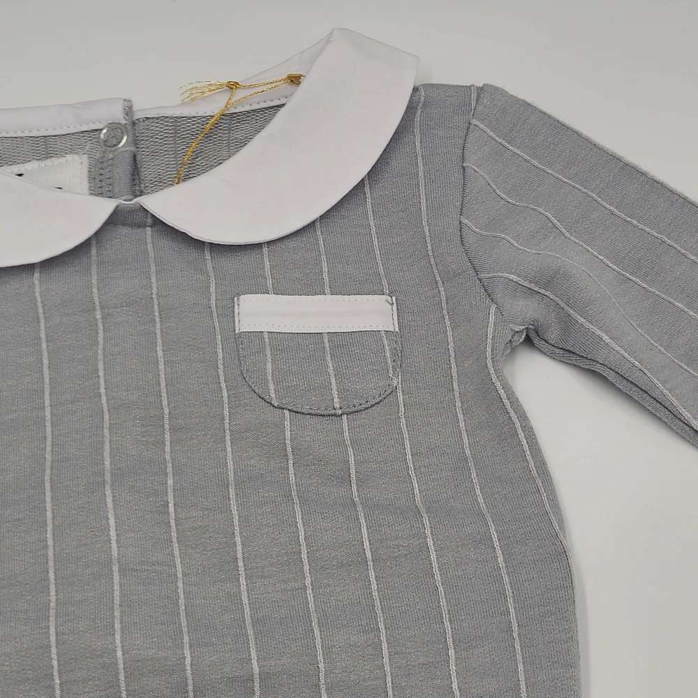 NEW Maniére baby boy raised stripe footed sleeper size 9 months